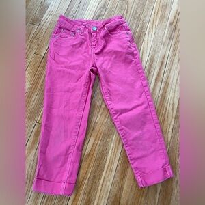 Justice Girl 8 Cropped Cuffed Jeans Pink Kids Pants Zipper Button Closure